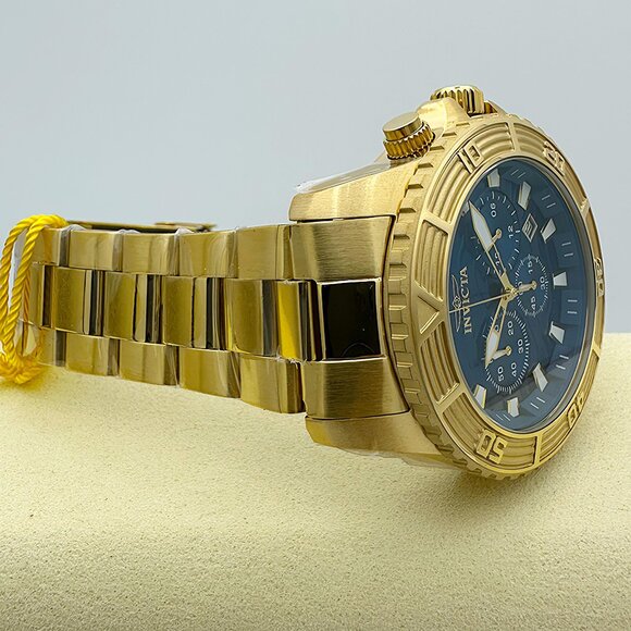 NEW Invicta Pro Diver Luxury Men's Quartz Diver Watch Blue Dial Chronograph Gold - Picture 6 of 9